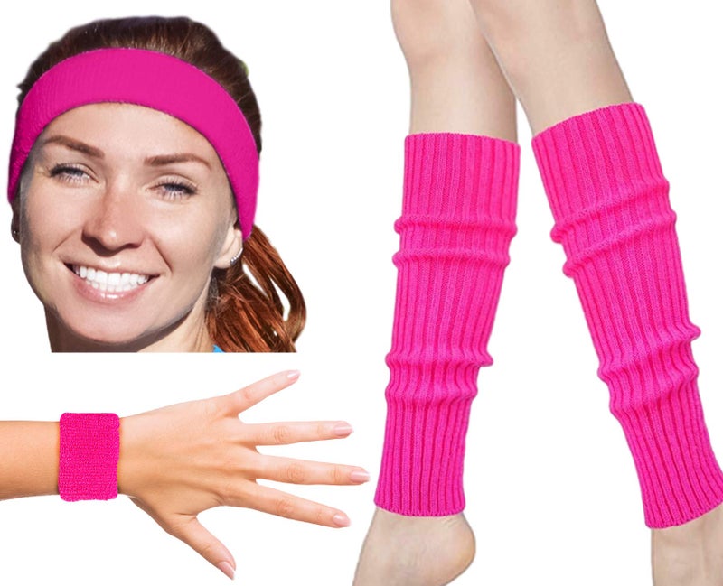 Zilo Novelties 80s Workout Costumes for Women 80s Accessories For Women Pink Leg Warmers Set (Pink) - Image 1